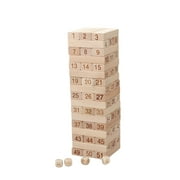 XUYAN 51 Piece Wooden Block Game with Game Board for Outdoor Yard Playing Fun Educational Toy for Kids, Great Birthday Gift Idea 11.42 X 3.14 X 3.14Inches