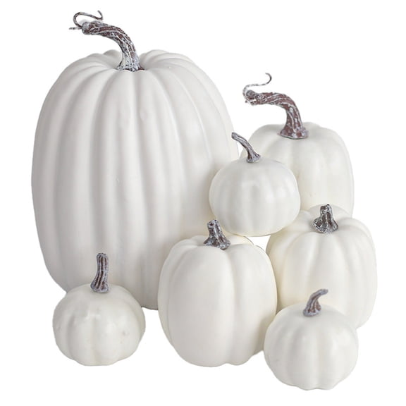 XUYAN 7PCS Halloween Model Large Pumpkin White Orange Pumpkin Holiday Decoration Party Decorations for Autumn Table Kitchen Centerpiece Fall Harvest Halloween Thanksgiving Decoration