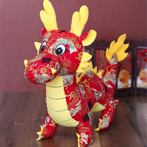 XUYAN Chinese Dragon Plush 2024 Chinese New Year Dragon Stuffed Animals Zodiac Plush Figure Toys Mascot Dragon Plush Toy for Spring Festival Decorations Chinese New Year Gifts