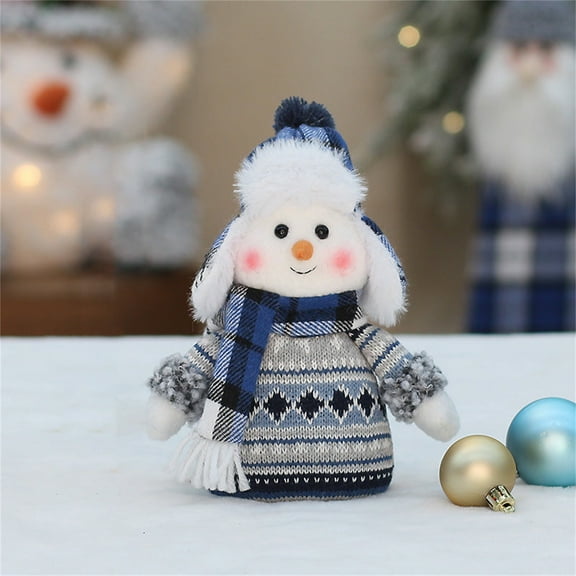 XUYAN Christmas Blue New Fabric Doll 2024 Christmas New Blue Fabric Doll Cute Ski Swing Snowman Decorative Ornaments for Kids Festival Party Dinner Decorations