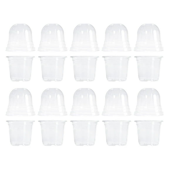 XUYAN 10 Sets of Transparent Seedling Pots with Humidity Dome 4 Inch Transparent Plastic Plant Pots Seedling Plant Pots Flower Pots for Indoor/Outdoor Small House Plants,Foliage Plant