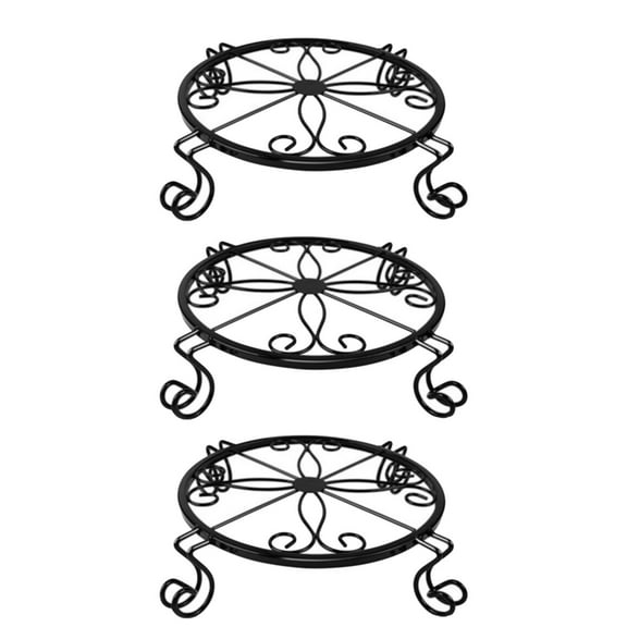 XUYAN 3 PCS Plant Stand for Flower Pot Heavy Duty Potted Holder Indoor Outdoor Metal Rustproof Garden Container Round Supports Rack for Planter Bronze Pumpkin Stand Outdoor Black