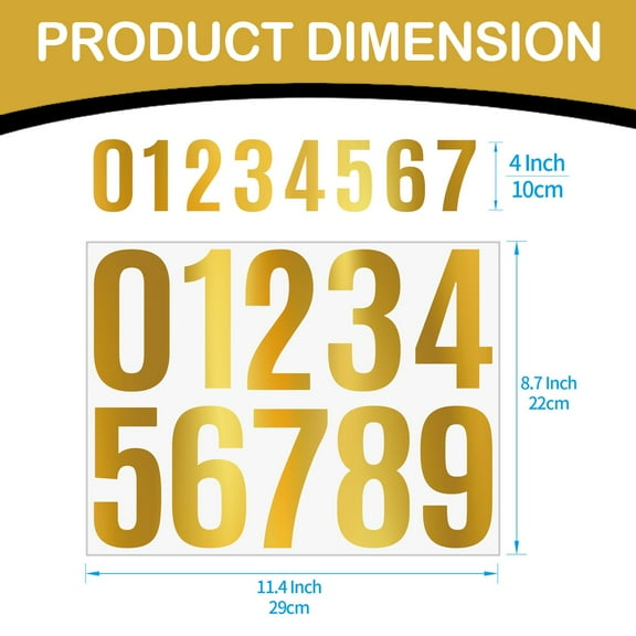 XUYAN 4 Inch Number Vinyl Label Stickers Self Adhesive Number Decals Large Mailbox Number Signs Number Labels for Signs Cars Doors Business Address number (Gold+Camouflage)