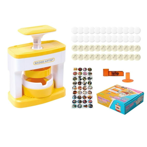 XUYAN Badge Machine Kids Pin Machine DIY Badge Making Machine Pin Maker Machine Round Button Badge Maker Badge Pressing Machine with 48Pcs Button Parts and Stickers for DIY Gifts