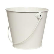 XUYAN Galvanized Metal Buckets with Handle Round Flower Pot Plant Basket for Plants, Succulents, Party Favors Organizing, Rustic Home Decor White