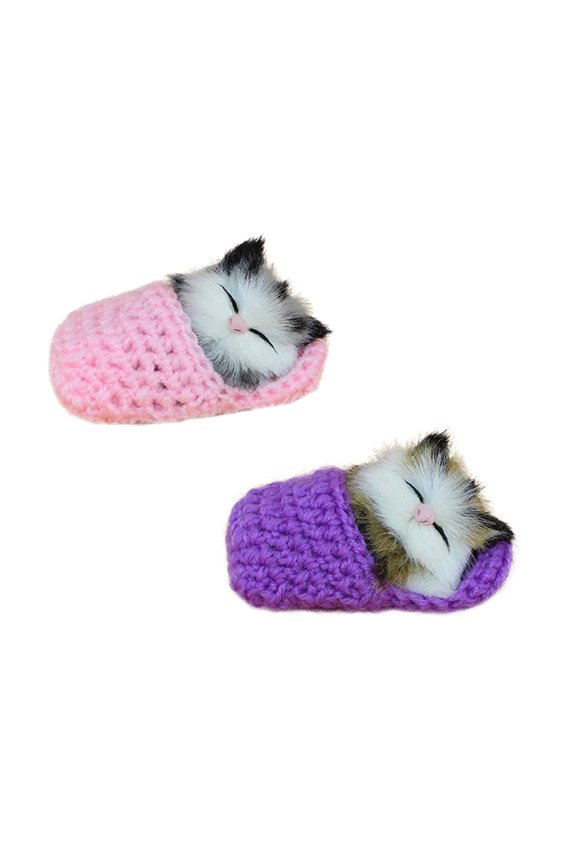 Cute Sleeping Cat Slippers Sounding Plush Animal Toy Decor Kids Gift Dolls & Stuffed Toys for 2 3 4 Years Old Toddlers Girls Boys Christmas Birthday Gifts,2PCS