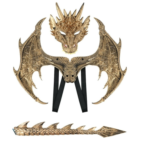 XUYAN Halloween Dragon Set Dragon Halloween Wing Tail Set Kids Halloween Show Set with Wing and Tail for Outdoor Party Birthday Bedroom Christmas Holiday New Year Party Decoration