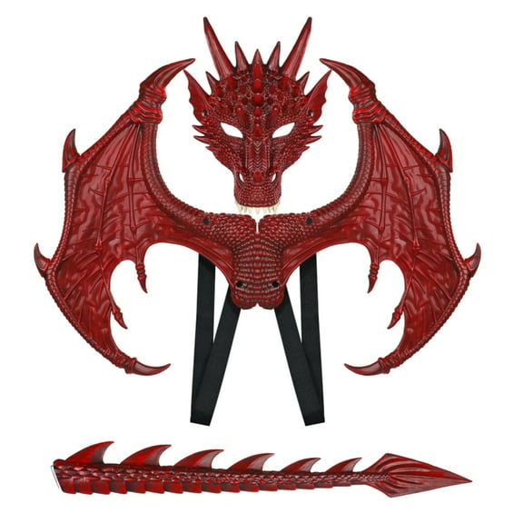 XUYAN Halloween Dragon Set Dragon Halloween Wing Tail Set Kids Halloween Show Set with Wing and Tail for Outdoor Party Birthday Bedroom Christmas Holiday New Year Party Decoration