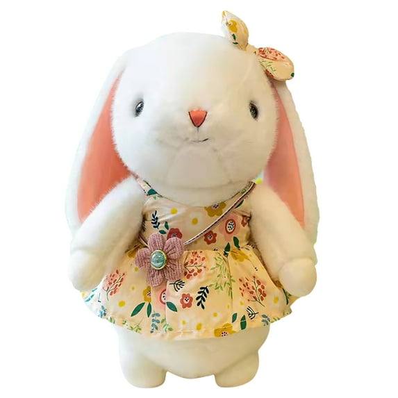 XUYAN Plush Toys Cute Flower Print Dress Little Rabbit Machine Doll for 2 3 4 Years Old Toddlers Girls Boys Christmas Birthday Gifts