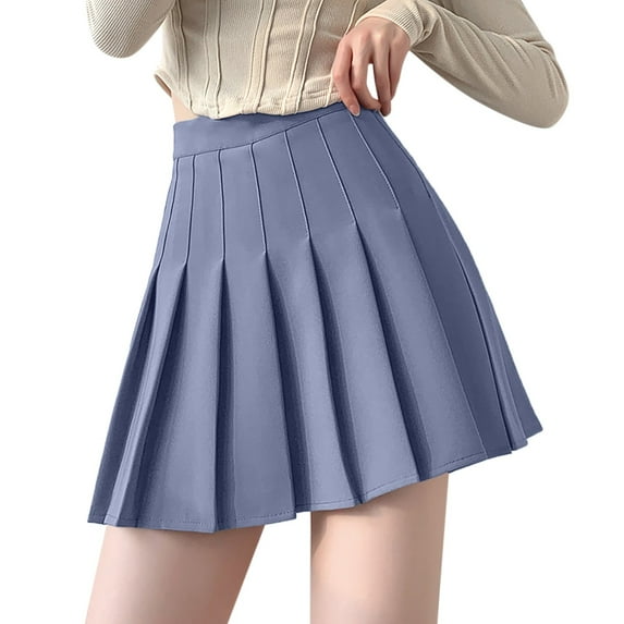 XVJRHAK Boho Skirt Womens Girls Solid Pleated Skirt Basic Skirt Aline Design Skirt (Dark Gray,L)