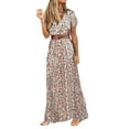 thumbnail image 1 of XVJRHAK Dresses for Wedding Guest Women Daily Slim Shift Dress Long Dress Sleeveless Cold Shoulder Solid&Print Split Hem Drawstring Casual Dress (Red,S), 1 of 6