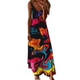 thumbnail image 1 of XVJRHAK Dresses for Women 2024 Casual Spring Long Dress Camisole Casual V Neck Women's Tank Maxi Print Sleeveless Women's Dress (Black,M), 1 of 5