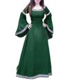 thumbnail image 1 of XVJRHAK Shift Dresses for Women 2024 Women Medieval Dress Renaissance Fit Irregular Long Sleeve Cosplay Maxi Dress Maxi(Green,S), 1 of 9