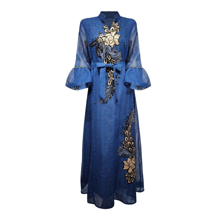 ethnic blue dress Navy Blue Satin Bridesmaid Dress with Square Neck – loveangeldress main image 1