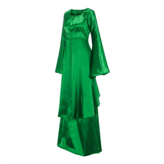 XVJRHAK Sun Dresses for Women 2024 Vacation Women Plus Size Solid Vintage Renaissance Long Sleeve Bandage Long Party Dress Mid-Length(Green,XXL)