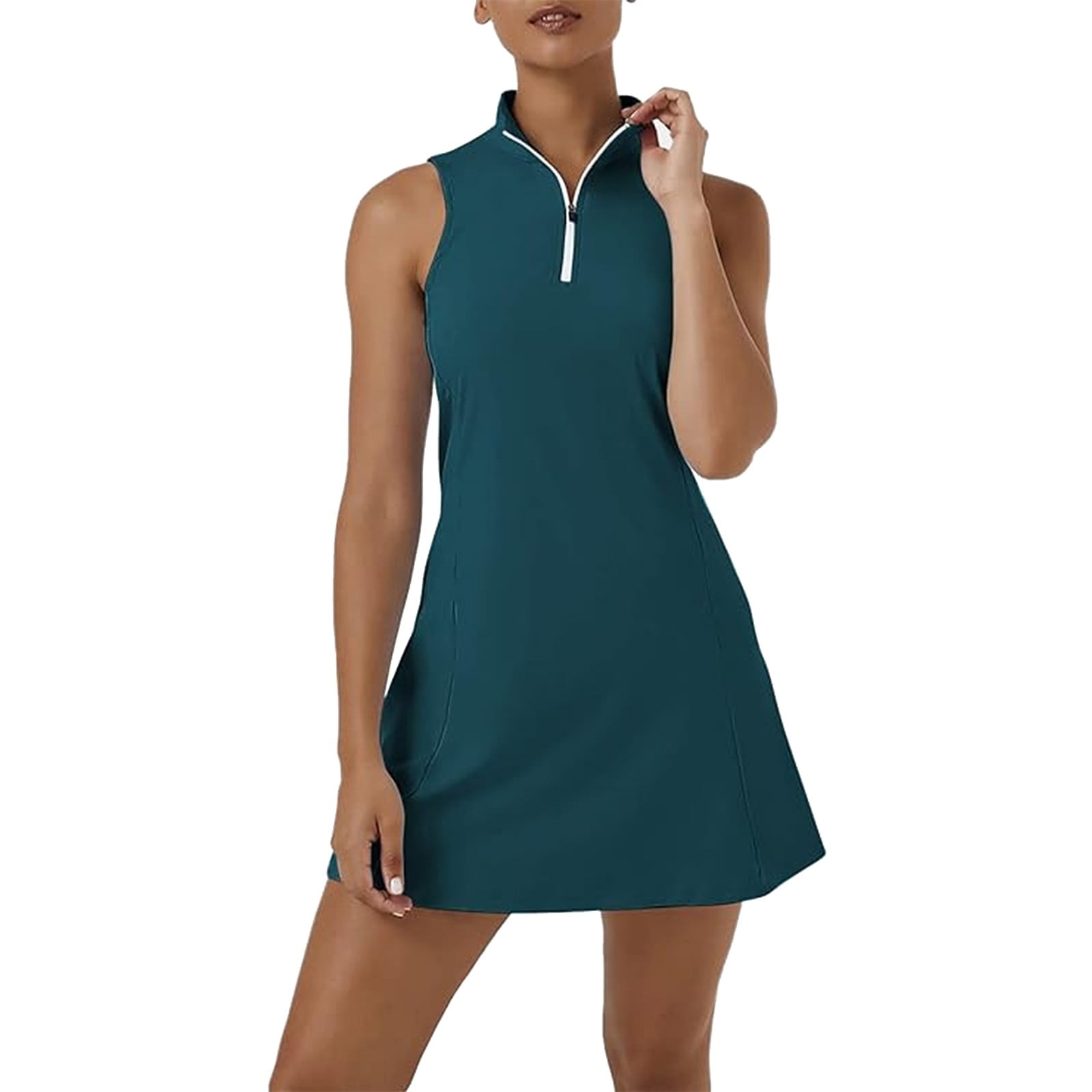 XVJRHAK Tennis Dresses for Women Dress With Shorts and Pockets for Athletic Dress Sleeveless Workout Dress Two Set With Shorts (A,XXL)