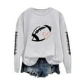 thumbnail image 1 of XVJRHAK Tshirts Shirts for Women Women's Round Neck Long Sleeved Solid Football Printed Top Oversized Tee(Gray,M), 1 of 4
