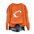 thumbnail image 1 of XVJRHAK Tshirts Shirts for Women Women's Round Neck Long Sleeved Solid Football Printed Top Oversized Tee(Orange,M), 1 of 5