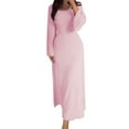 thumbnail image 1 of XVJRHAK Women Elegant Bodycon Dress Crew Neck Long Dress Elegant Long Sleeve Ribbed Bodycon Maxi Dresses (Pink,XL), 1 of 8