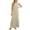 thumbnail image 1 of XVJRHAK Womens Spring Dresses Women's Summer Solid Color Sleeveless Loose Casual Long Dress (Khaki,XXL), 1 of 4