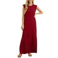 thumbnail image 1 of XVJRHAK Womens Spring Dresses Women's Summer Solid Color Sleeveless Loose Casual Long Dress (Red,S), 1 of 4