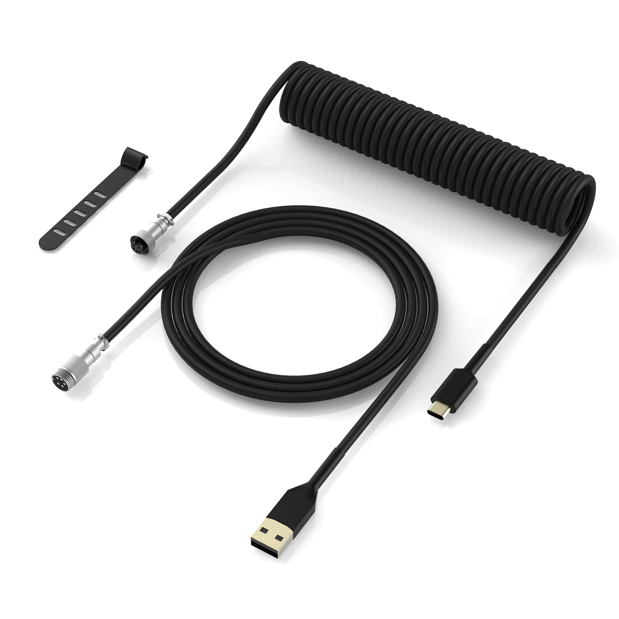 XVX Custom Coiled USB C Cable for Gaming Keyboard, Keyboard Cable with Detachable Metal Aviator