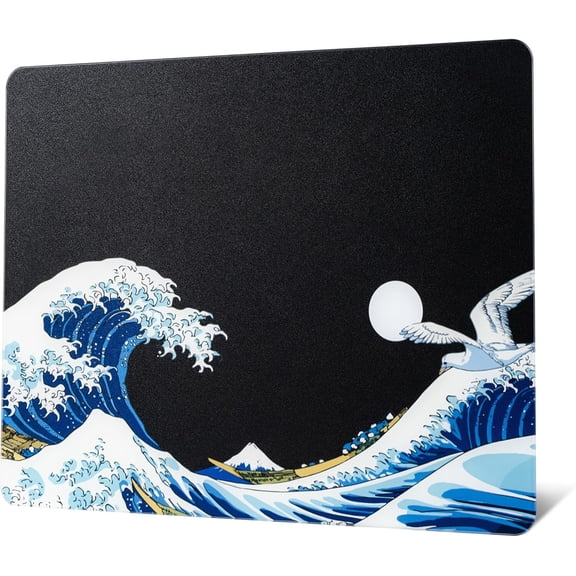 XVX Glass Pad for Gaming, Black Coral Sea Hard Gaming Mousepad, Professional Large Mat 410mm*310mm, Special Glass Surface with Improved Precision and Speed