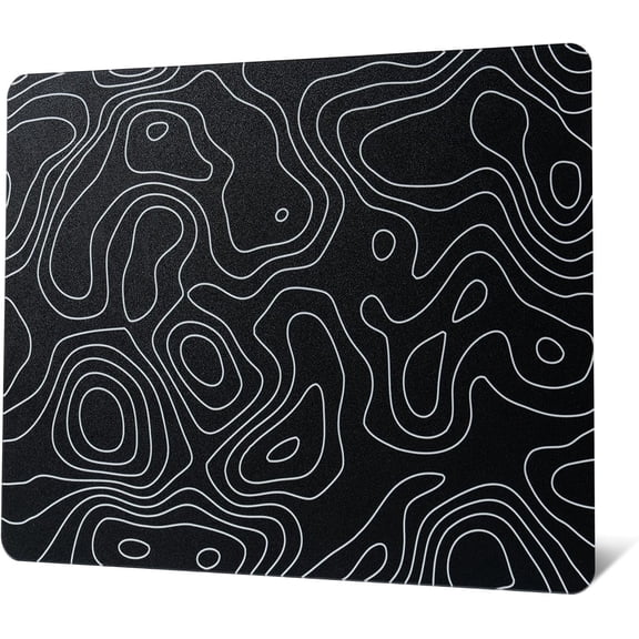 XVX Glass  Pad for Gaming, Black Topographic Hard Gaming Mousepad, Professional Large  Mat 16.2" x 12.2", Special Glass Surface with Improved Precision and Speed