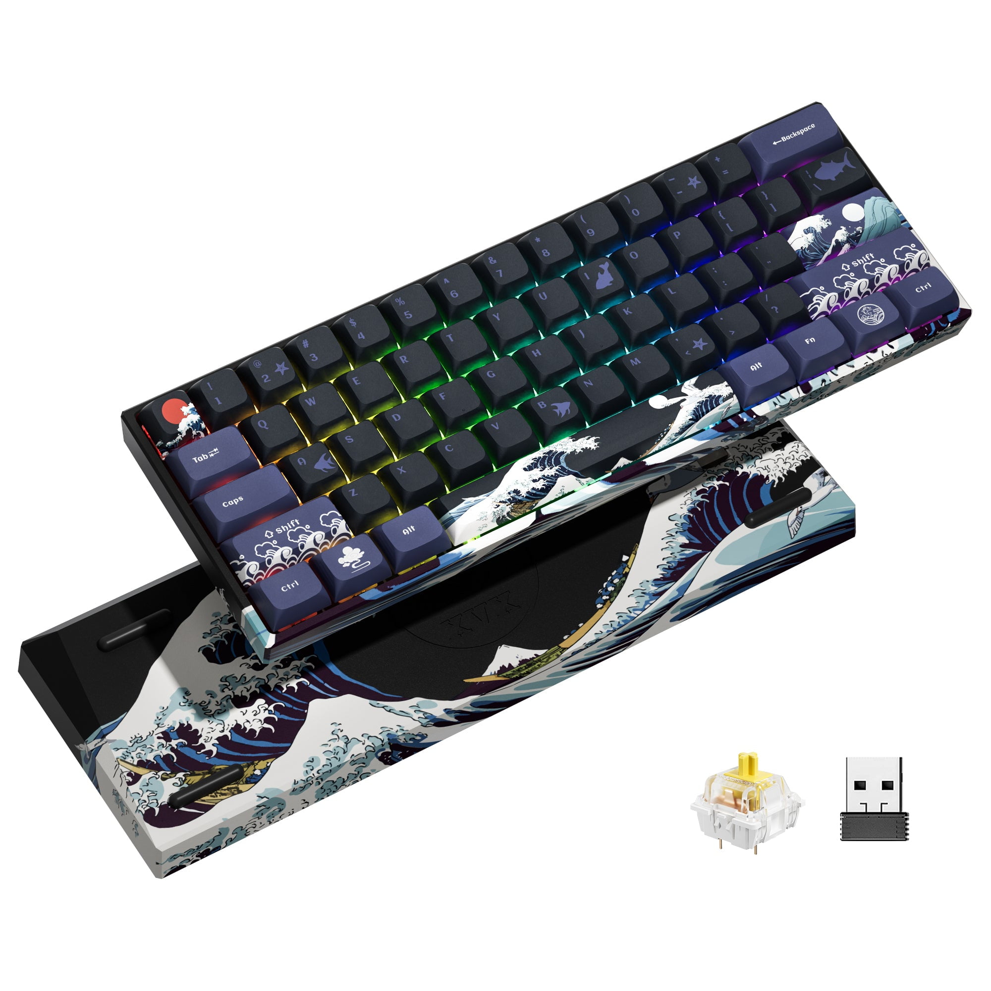 AKX マガジンx2 XVX M61 Kanagawa 61 Keys Wired/Wireless Backlit Mechanical