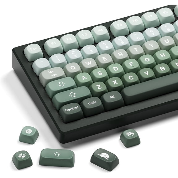 XVX Matcha Wagashi PBT Keycaps-MOA Keycap, Custom Keyboard Keycaps 60 65 75 100 Percent, 5 Side Dye Sublimation Keycap, 132 Keys Key caps Set for Cherry Gateron MX Switches Keyboards, Gradient Green