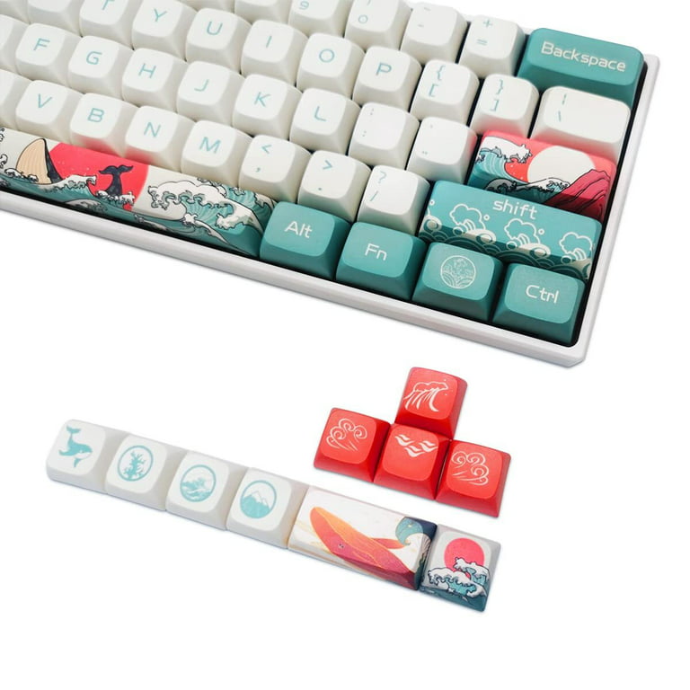 XVX PBT Keycap Japanese Ukiyo-e Coral Sea Style, Full 108 Key Custom Keycap  Set XDA Profile with Key Puller Compatible 61/68/84/96/108 Keycaps for  Cherry Mx Gateron Keyboards (Coral Sea) 