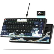 XVX S-K80 75% Keyboard with Color OLED Display Mechanical Gaming Keyboard, Hot Swappable Keyboard, Gasket Mount RGB Custom Keyboard, Pre-lubed Stabilizer for Mac/Win, Black Kanagawa Theme