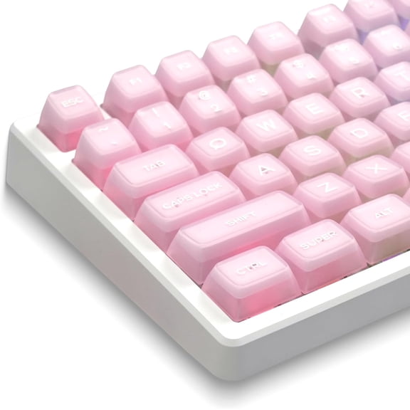 XVX Translucent Pink Keycaps, Double Shot PBT Keycaps, MDA Profile Keyboard Caps 132 Keys, Custom Keycap Set Compatible with 61/64/68/84/87/100/104/108 Gateron Cherry MX Switches Mechanical Keyboard