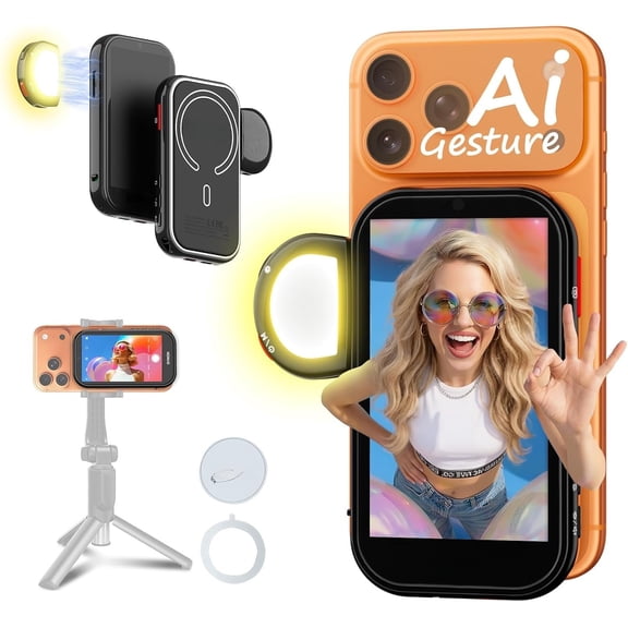 XView Selfie Screen for 7-17 Series, AI Gesture & Private Camera with 164FT Range, 4K/1080p Rear Camera Vlog Screen for , YouTube(Black)