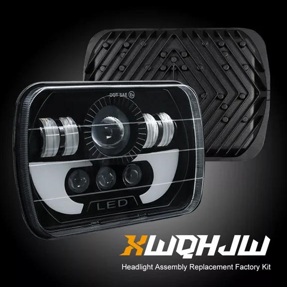 XWHJQW Fits Chevy Express Cargo Van 1500 2500 3500 Pair 7x6 5x7 LED Headlight Hi Lo DRL