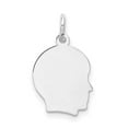 thumbnail image 1 of XWM47-27 14K White Plain Small.027 Depth Facing Right Engravable Boy Charm, 1 of 1