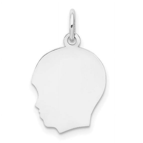 XWM55-27 14K White Plain Medium.027 Depth Facing Left Engravable Boy Charm