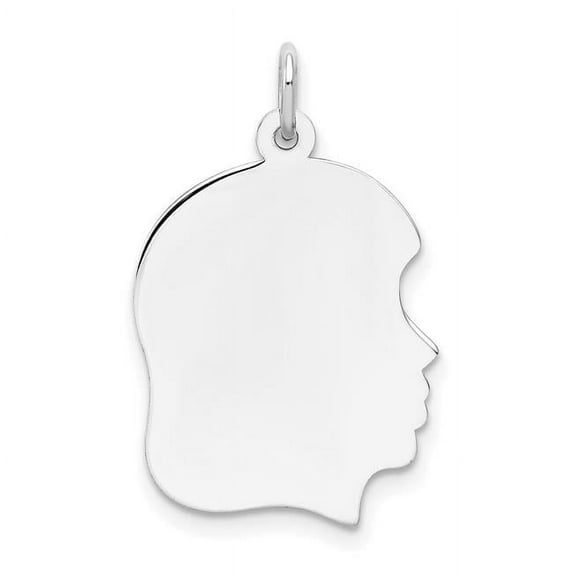 XWM60-27 14K White Plain Medium.027 Depth Facing Right Engravable Girl Charm