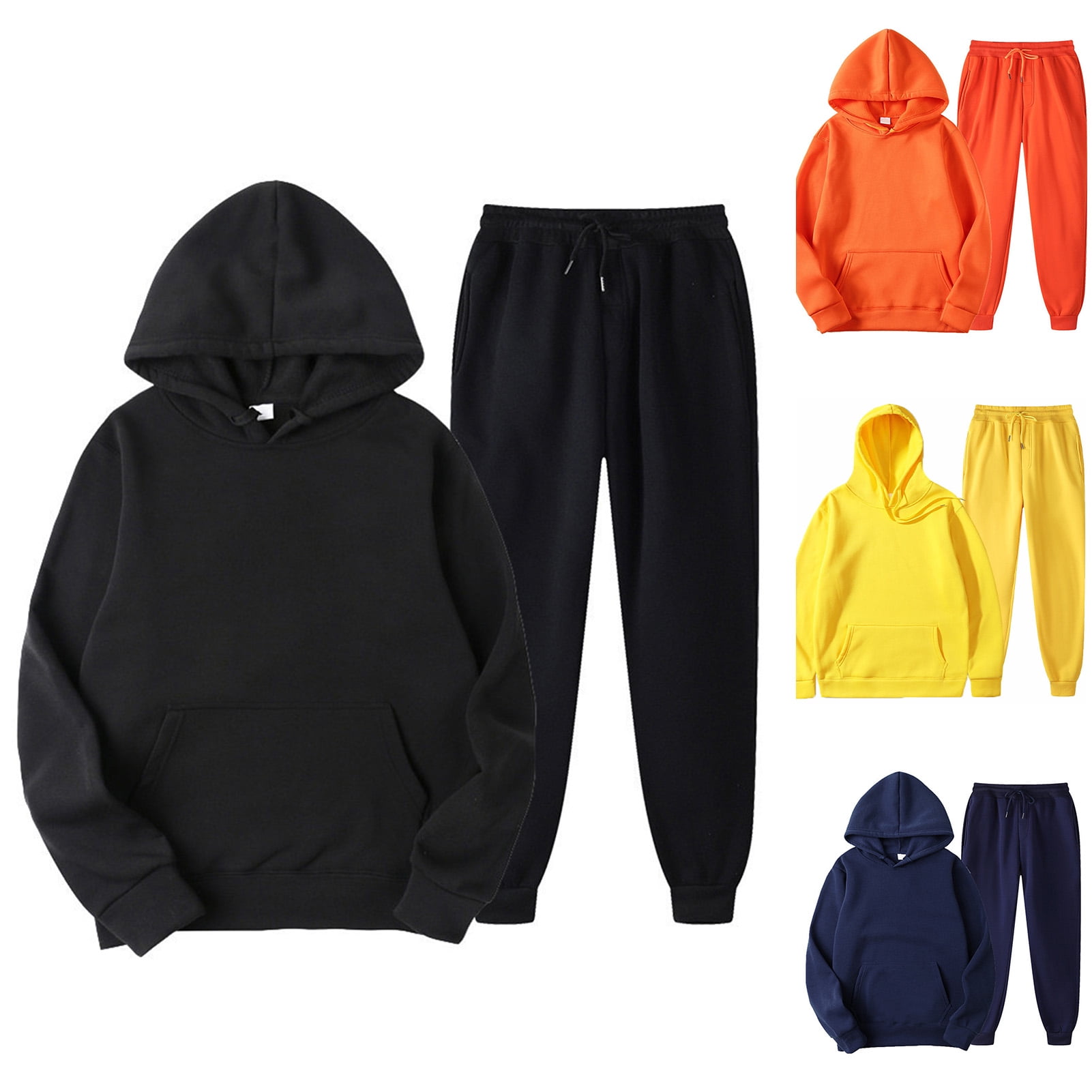 Cheap Hooded Pullover Sweatshirt Pants Set Contrast Color Hooded Winter  Men's Sportswear Sports 2-piece Set Men's Jogging Suit | Joom
