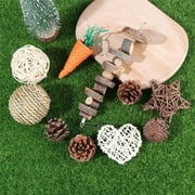 XWQ 10Pcs/Set Guinea Pig Toys Carrot Pine Cones Teeth Cleaning Molar Toys Bunny Hamster Chewing Toys Pet Toys