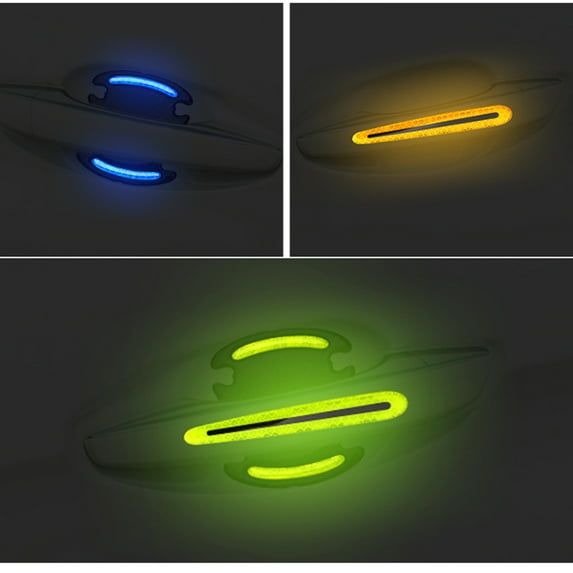 XWQ 4Pcs Anti-scratch Car Door Handle Bowl Reflective Stickers Strip Protective Film