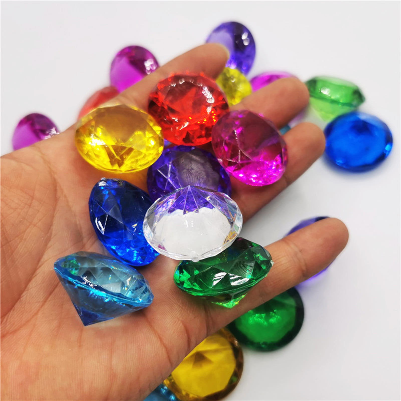 1 Set Colorful Plastic Diamonds Gems Fake Gem Jewels Acrylic Diamond Gems  for Crafts with Box 