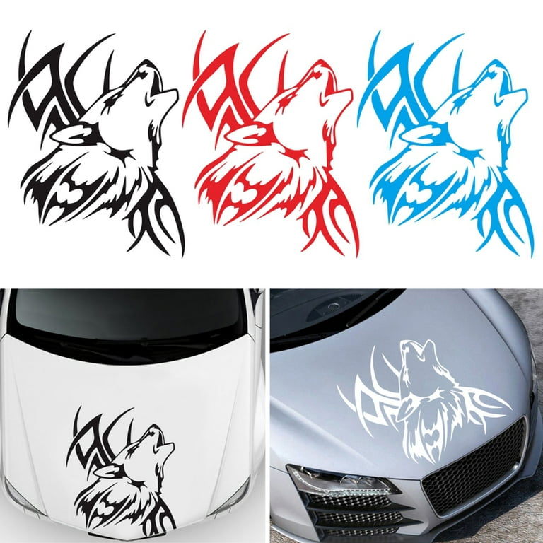 Xwq Car Funny Sticker Stylish Pattern Good Visual Effect Creative Howling Wolf Car Decal for ATV, White