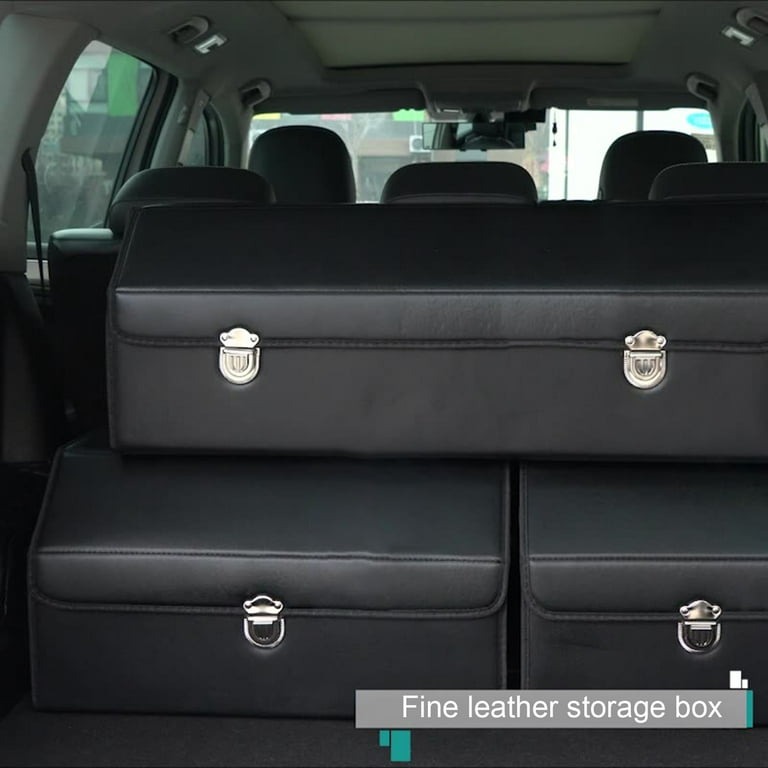 Folding Leather Car Trunk Storage Box Waterproof Cargo Storage Bag Auto  Stowing Tidying Organizer Box