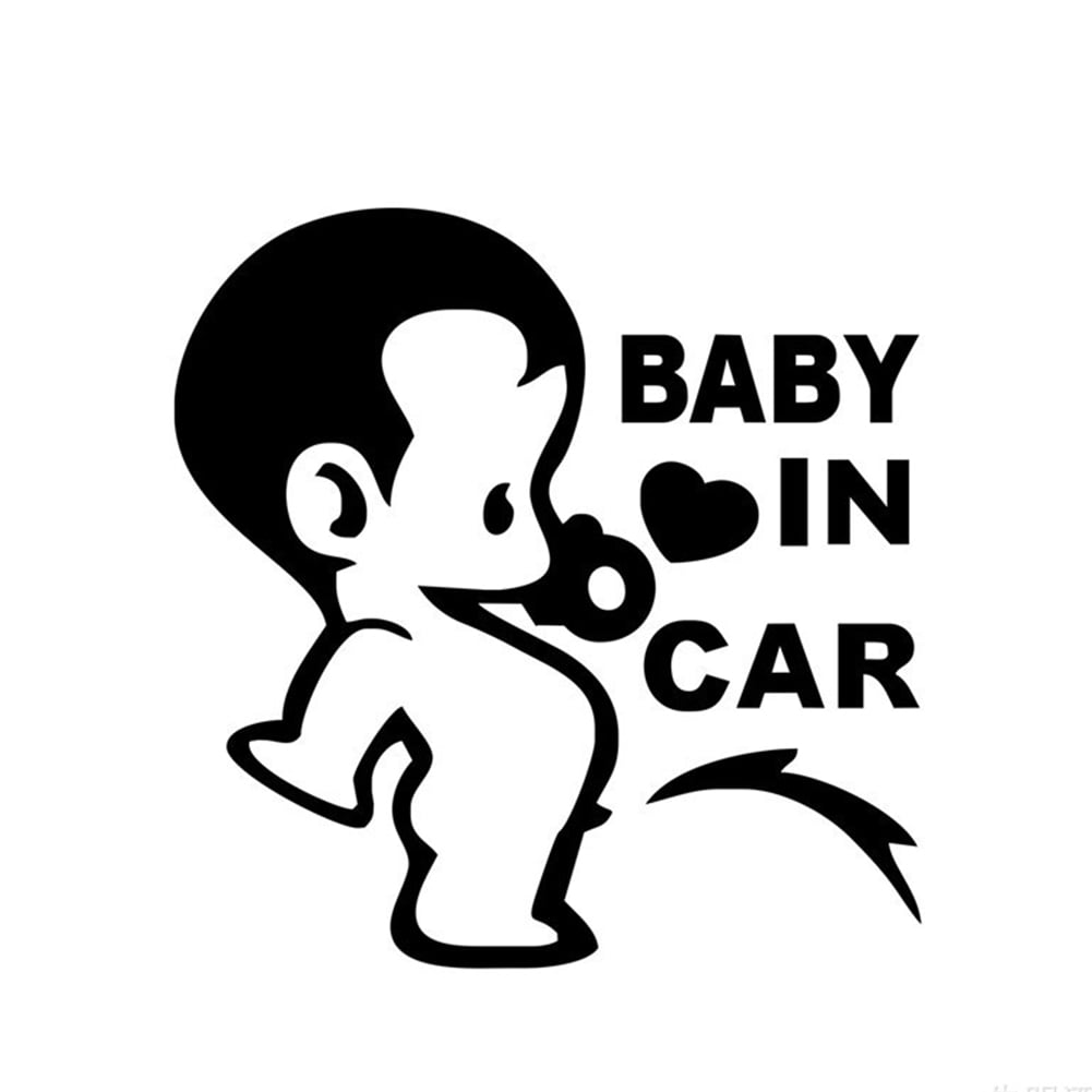 XWQ Cartoon Pee Baby In Car Letter Decal Reflective Vehicle Truck