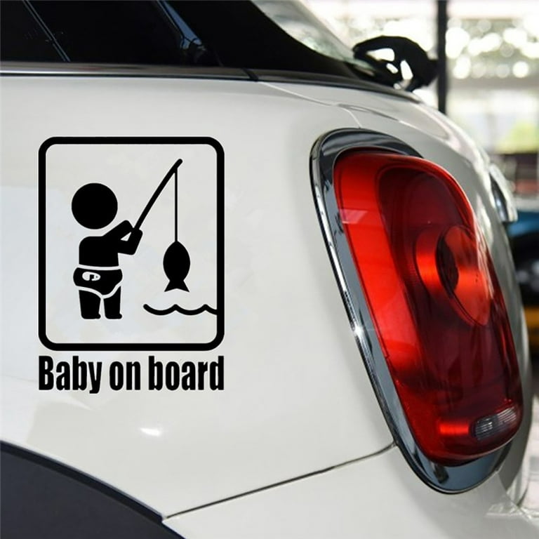XWQ Funny Fishing Baby on Board Car Vehicle Reflective Decals