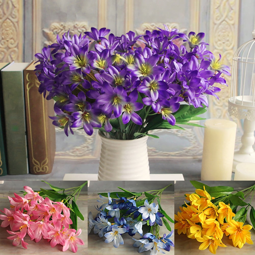小物 (lovely) XWQ Lovely Artificial Mini Lily Flower Bouquet Home Wedding