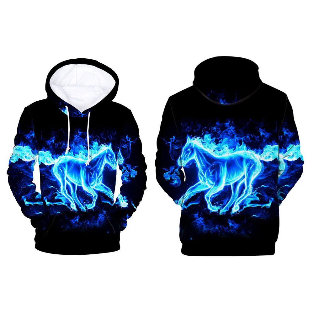 XWQ Men 3D Digital Fire Flame Print Hooded Sweatshirt Drawstring Pocket  Hoodie Coat - Walmart.com