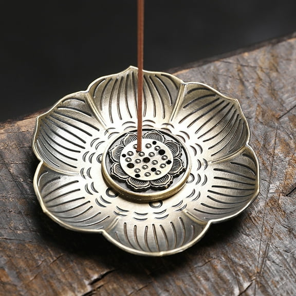 XWQ Realistic Incense Burner Portable Alloy Lotus Shape 9 Holes Incense Stick Holder for Living Room