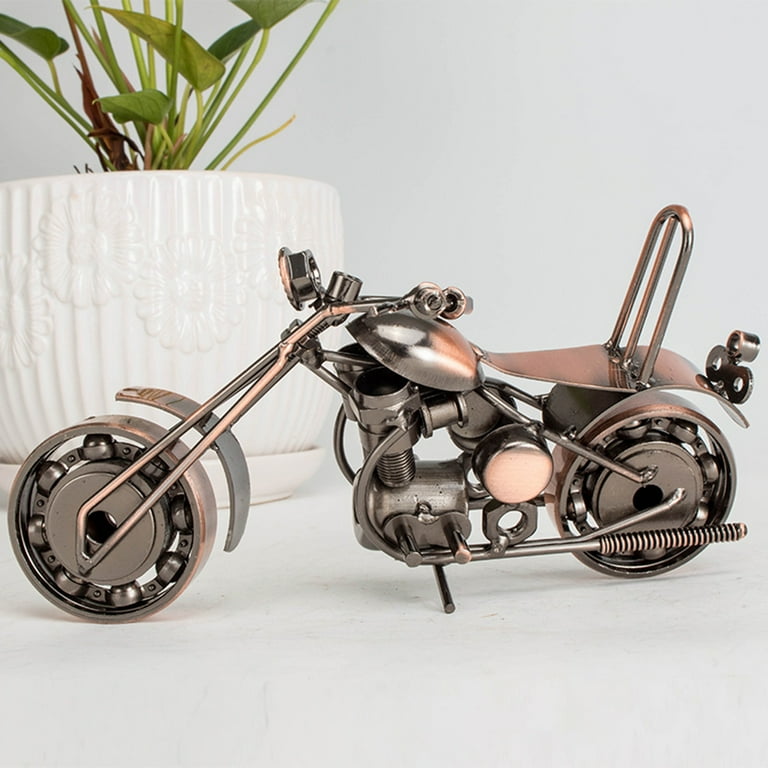 XWQ Retro Creative Motorcycle Art Sculpture Metal Vivid
